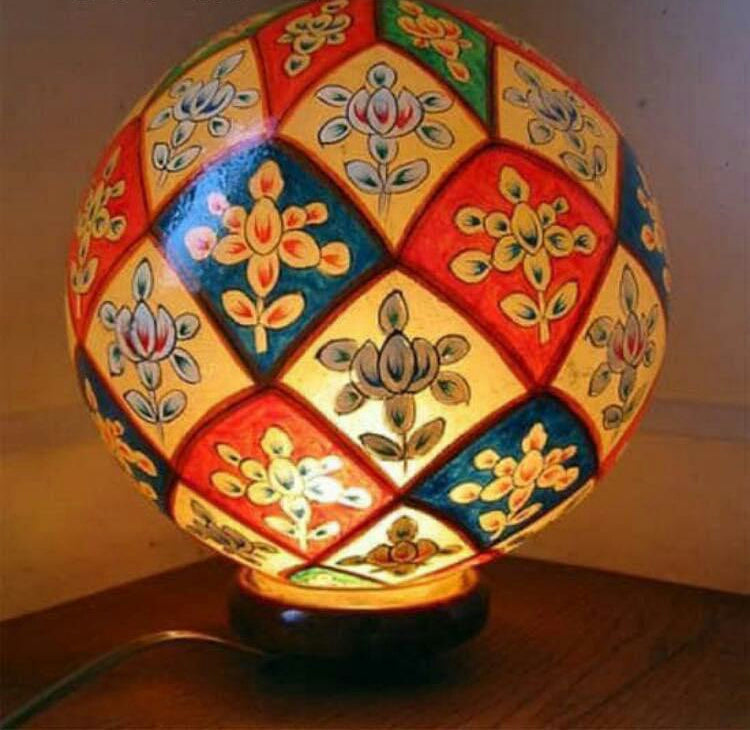 Camel Skin Table Lamp Globe Shaped